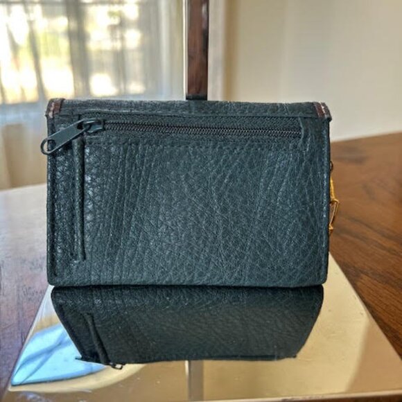 Leslie Fay Dark Green Wallet with Leather Trim-Vintage - Picture 4 of 6